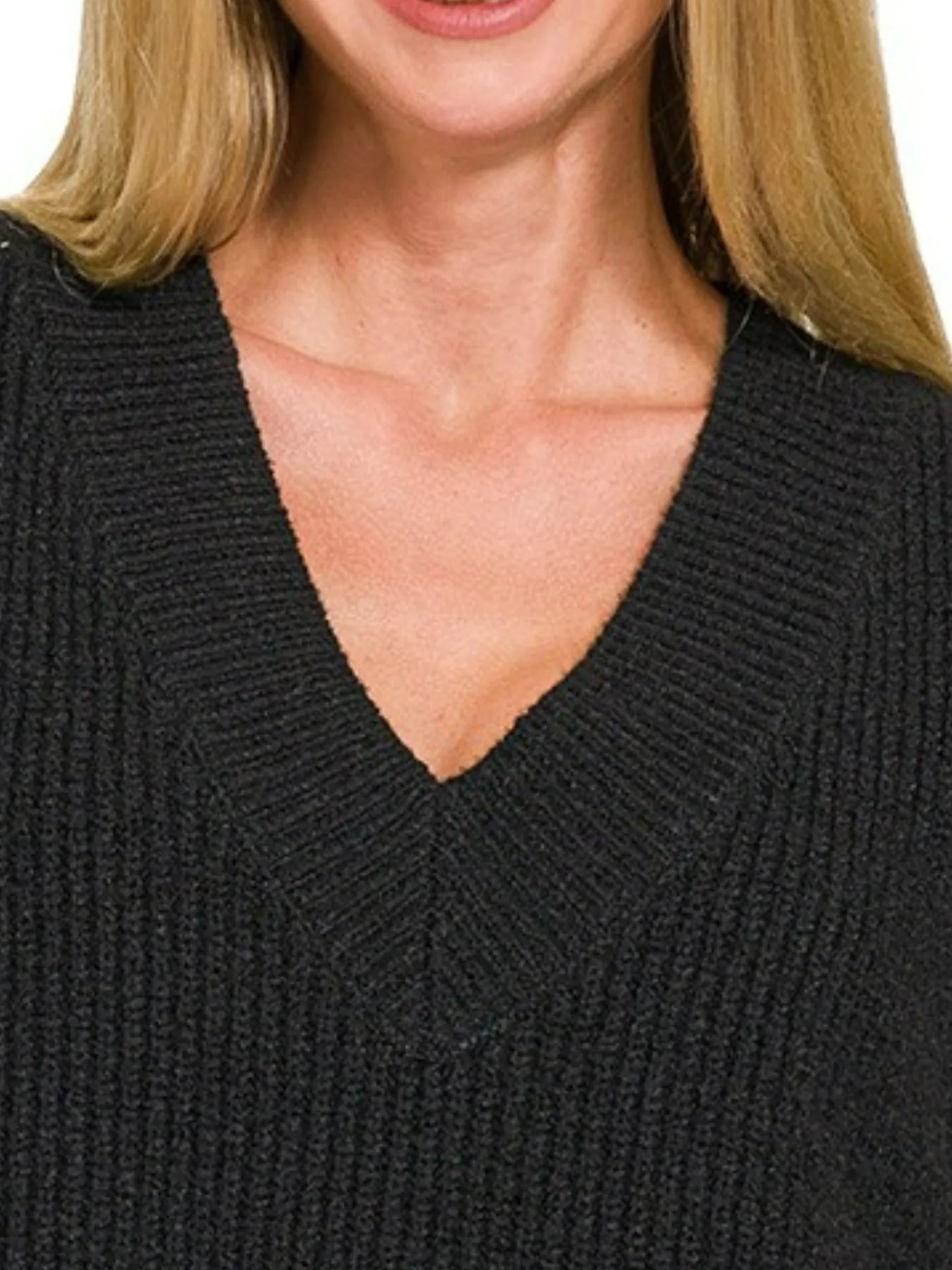 Zenana Oversized Sweater Vest with Side Slit