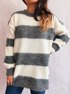 Striped Contrast Long Sleeve Sweater