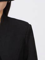 Flower Button Front Long Sleeve Blazer