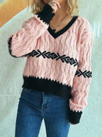Cable Knit V-Neck Sweater