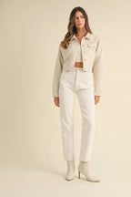 MABLE Embroidered Quilted Cropped Jacket