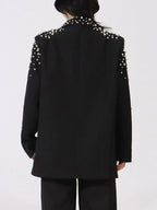 Pearl Embellished Double-Breasted Blazer