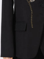 Flower Button Front Long Sleeve Blazer