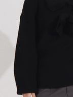 Bow Front Turtleneck Long Sleeve Sweater