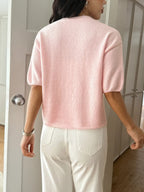 Ribbed Hem Round Neck Sweater