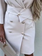 Double-Breasted Lapel Collar Longline Blazer