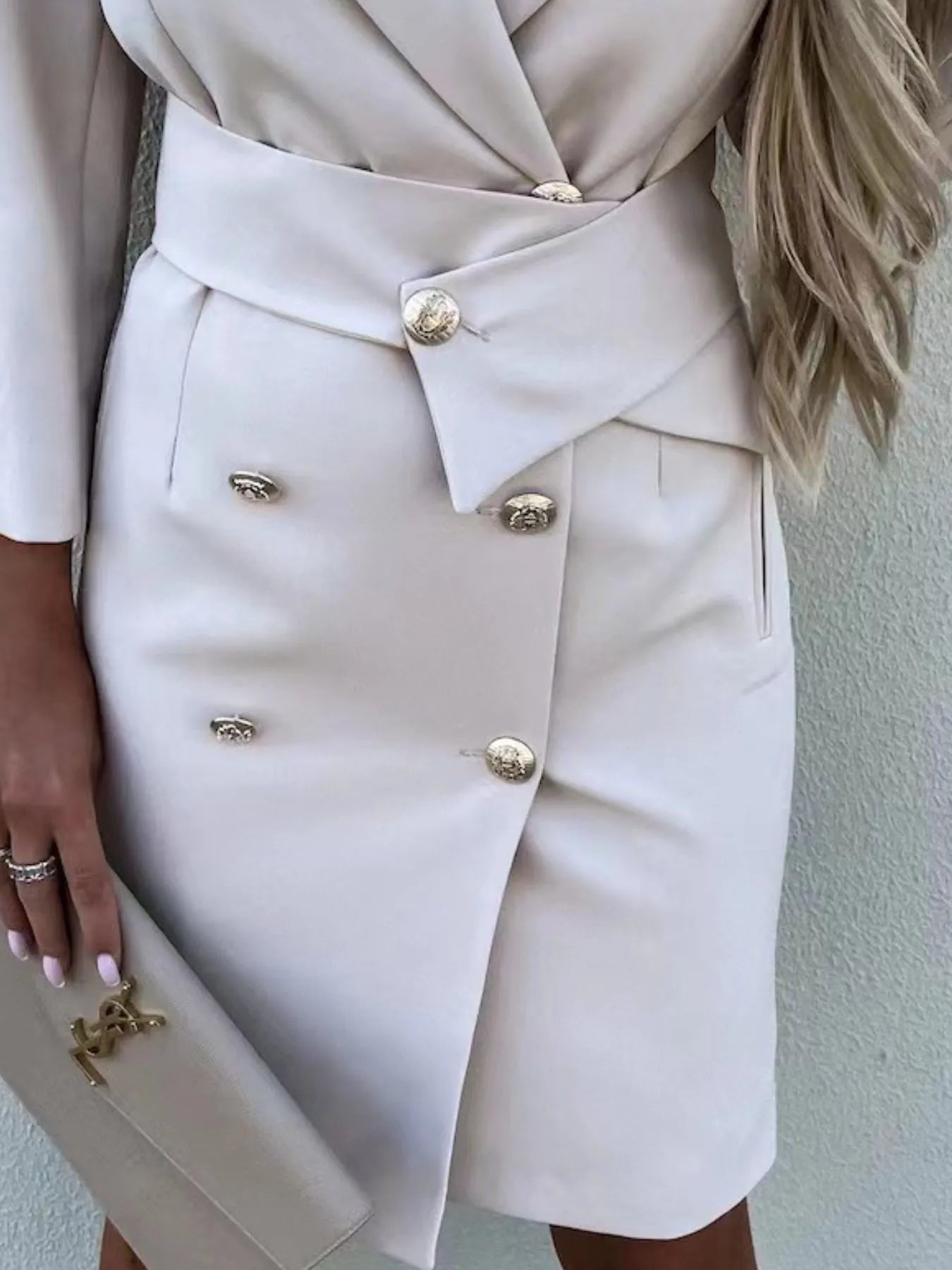 Double-Breasted Lapel Collar Longline Blazer