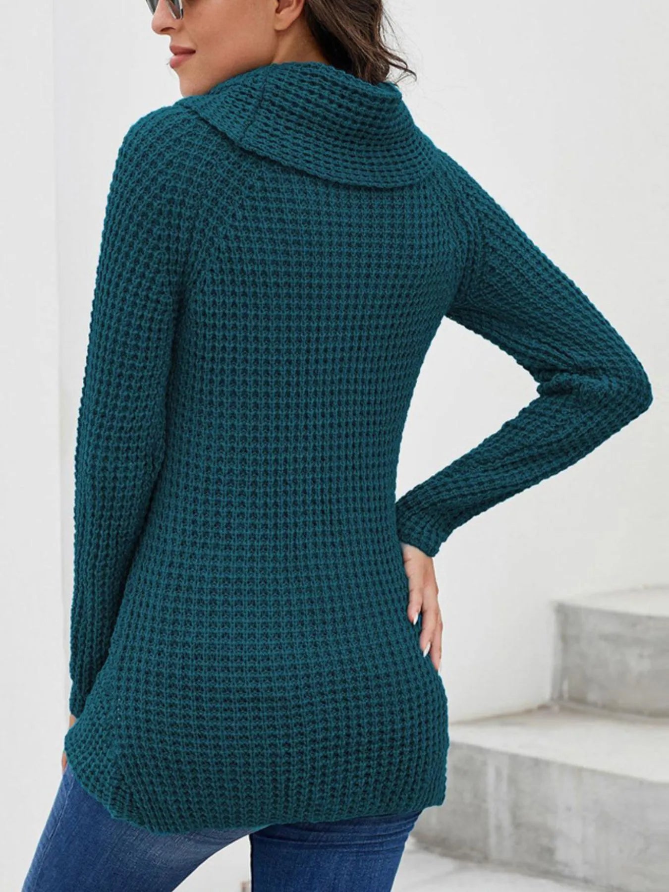 Full Size Texture Turtleneck Long Sleeve Sweater Plus Size