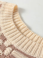 Stripe Checkerboard Drop Shoulder Balloon Sleeve Sweater