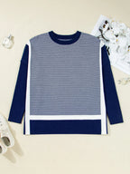 Stripe Dolman Oversize Tunic Sweater