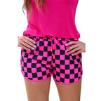 Women's Checkered Drawstring Casual Summer Shorts