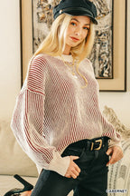 Zenana Two Tone Crewneck Sweater Oversized