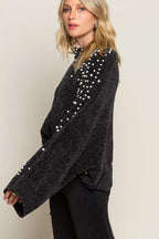 POL Oversized Pearl Embellished Sweater