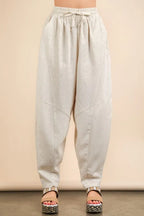 VERY J Solid Barrel Comfy Woven Pants