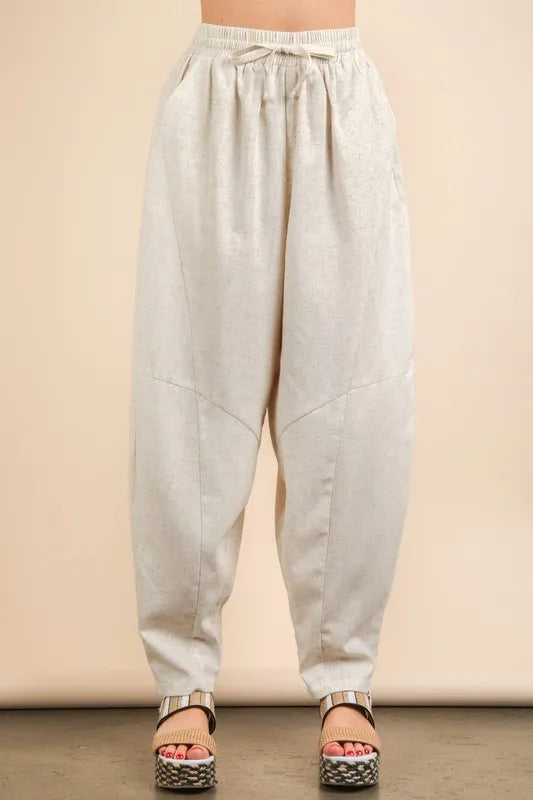 VERY J Solid Barrel Comfy Woven Pants