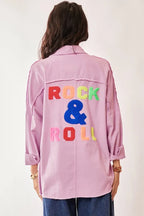 Davi & Dani Multi Color Rock & Roll Fringed Hem Loose Fit Shacket
