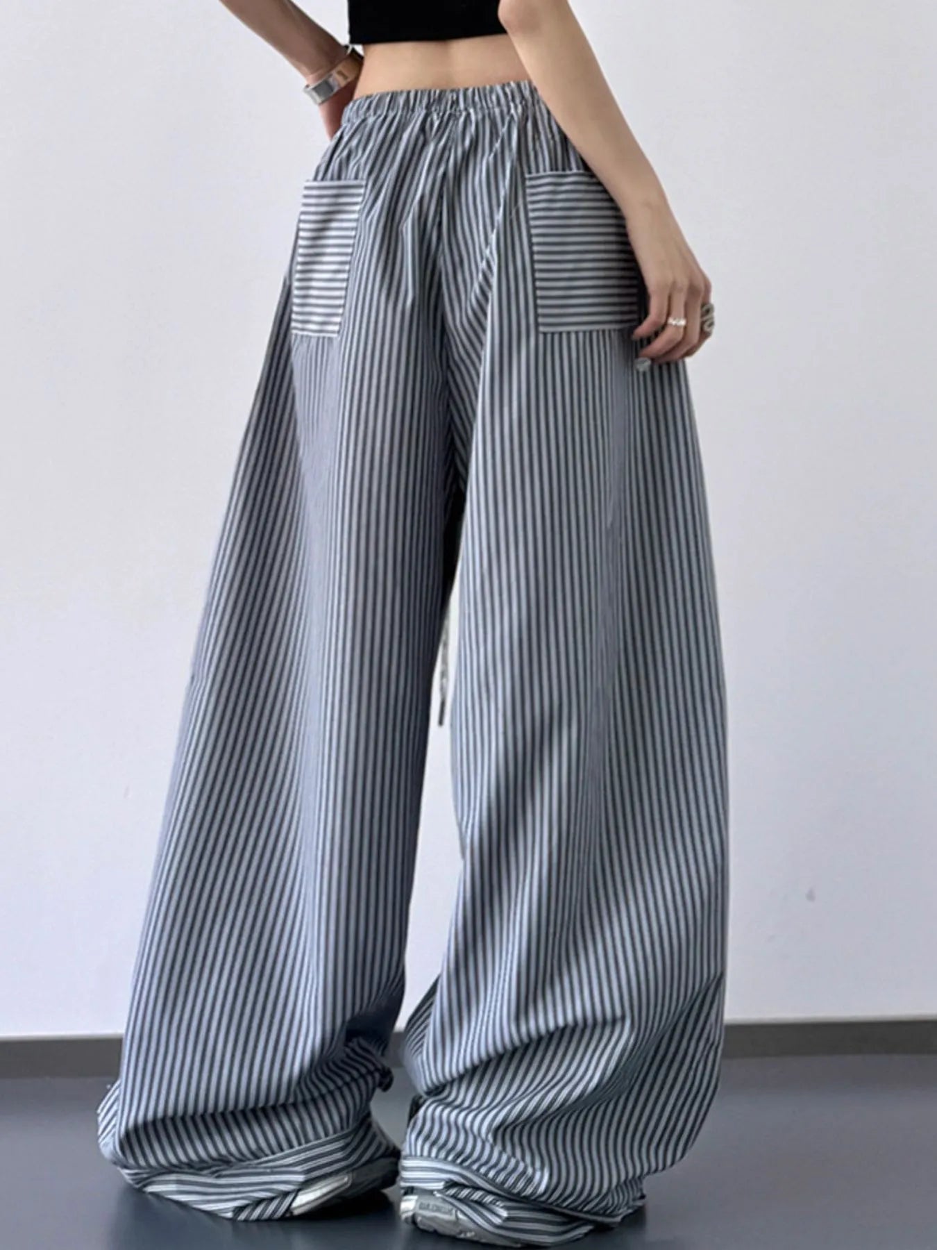 Striped Wide Leg Drawstring Pants