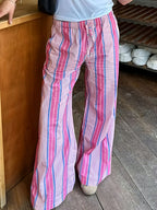 Striped Wide Leg Drawstring Pants