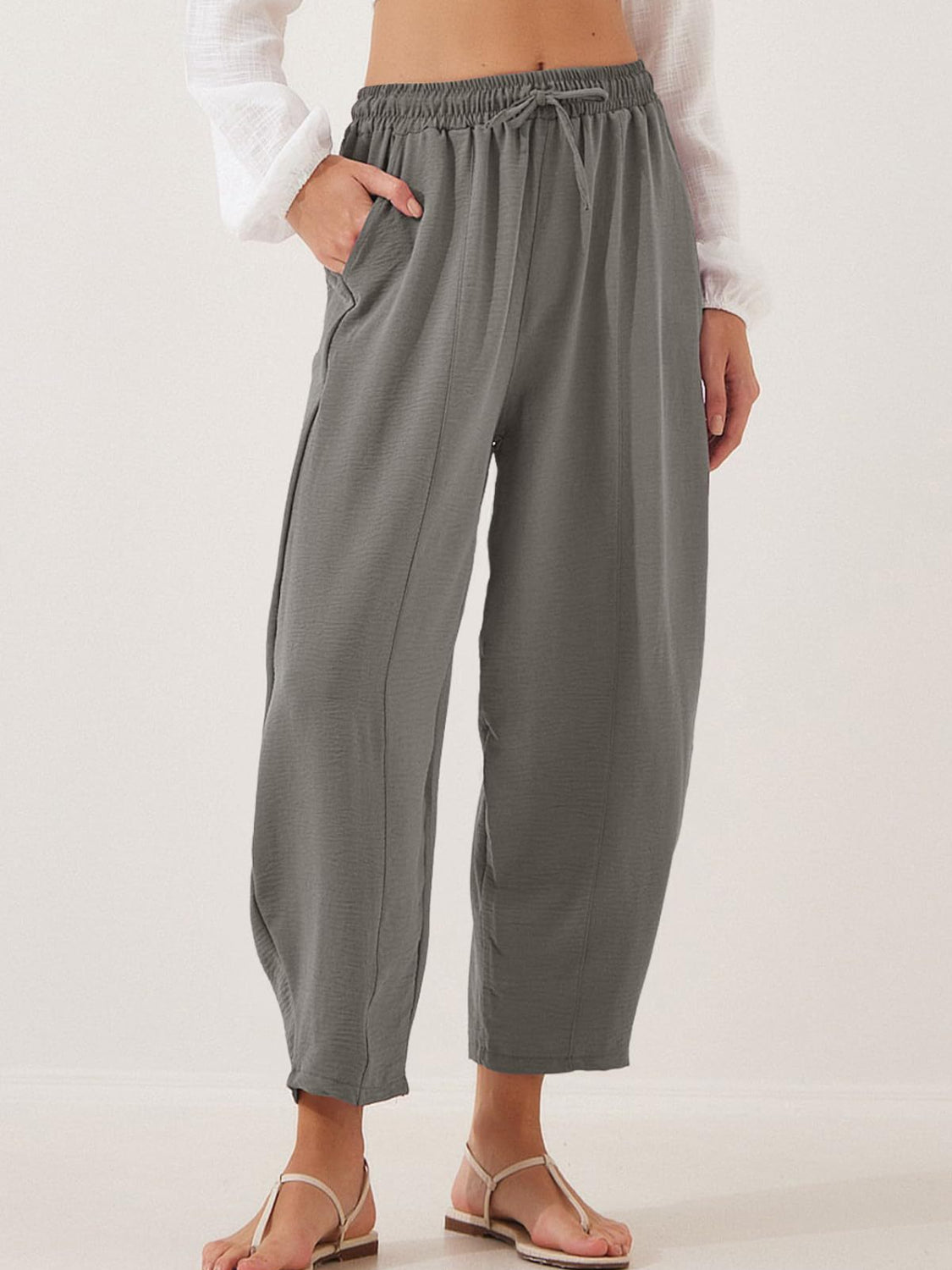Full Size Drawstring Cropped Jogger Pants Plus Size