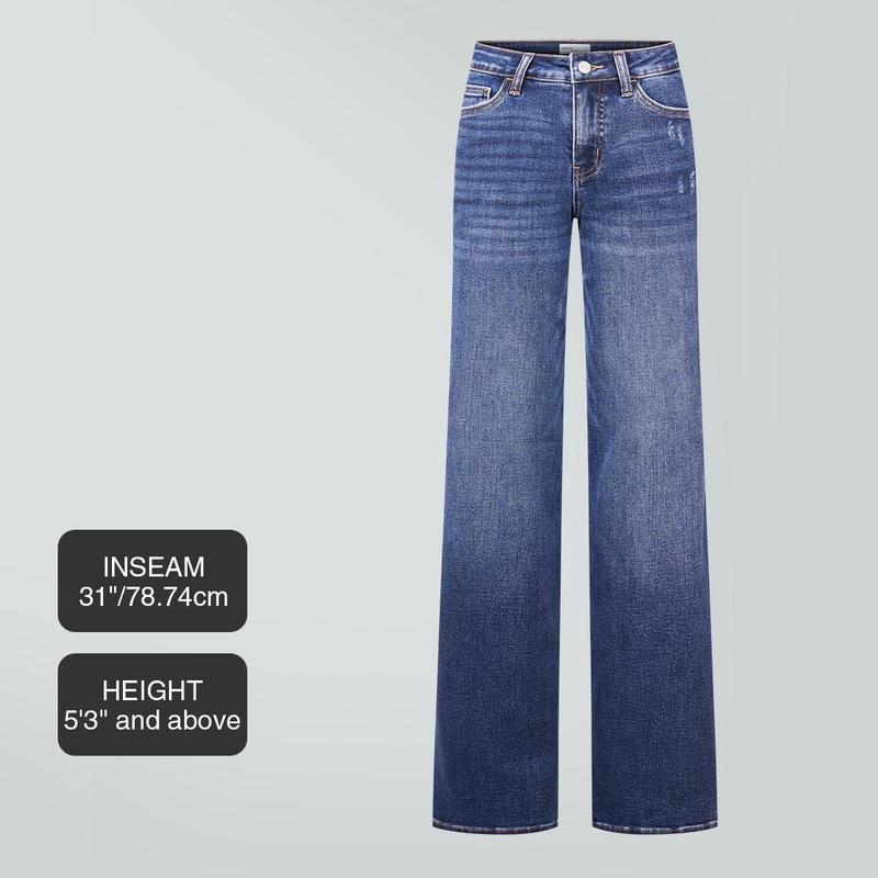 Tummy Control Curve Hugging Rise Baggy Jeans