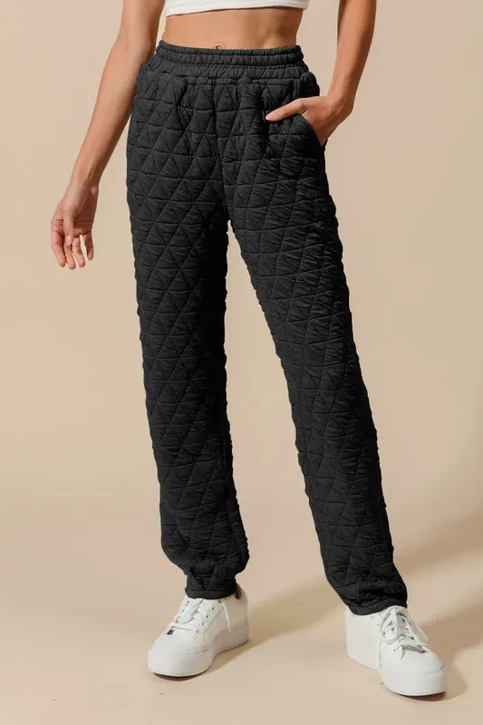 SO ME Triangle Quilted Straight Jogger Pants