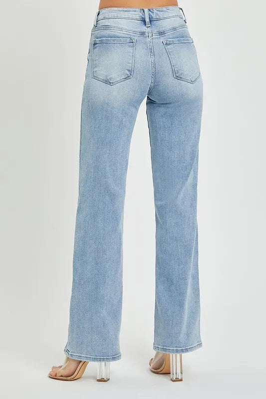 RISEN Plus Size Mid Rise Straight Jeans