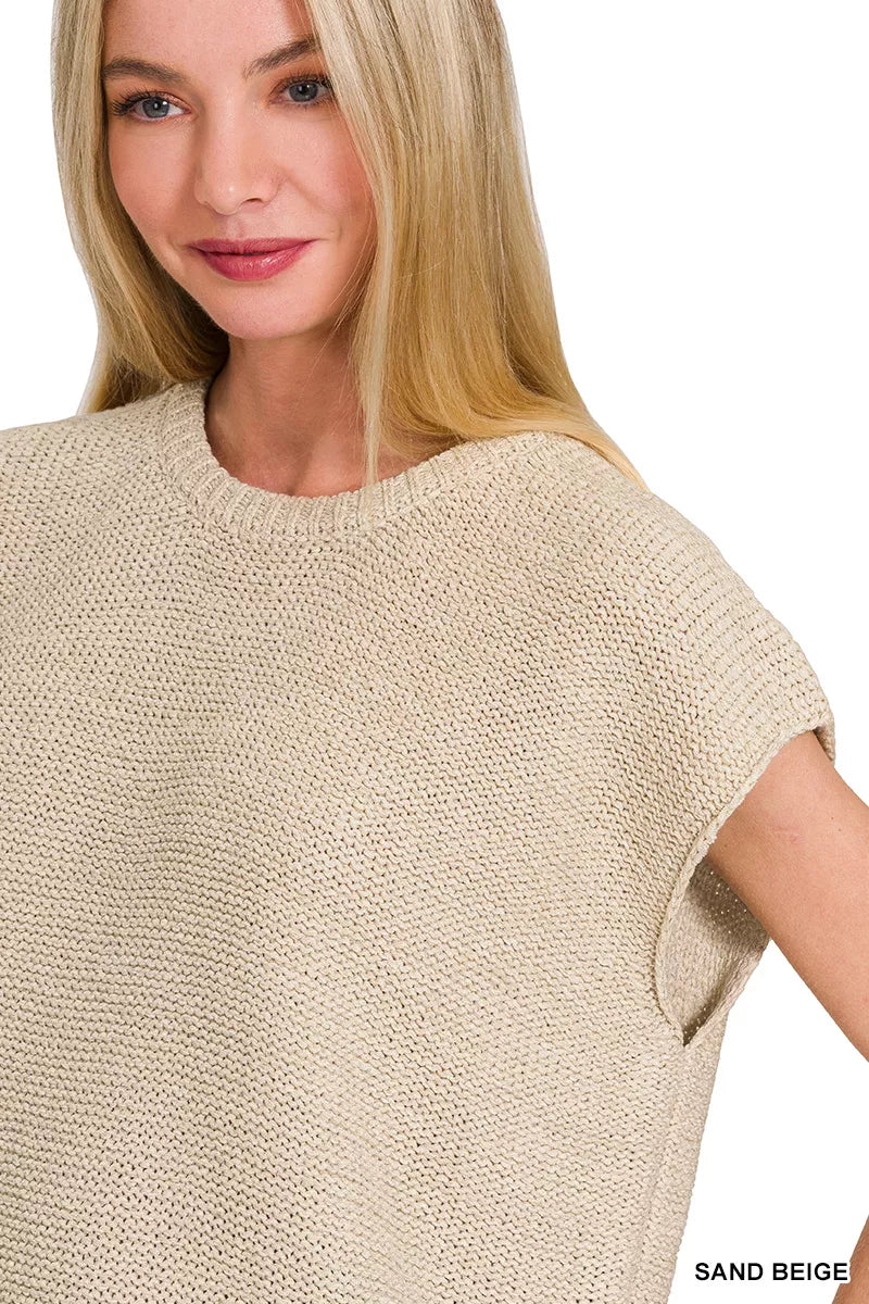Zenana Oversized Crew Neck Sweater Vest
