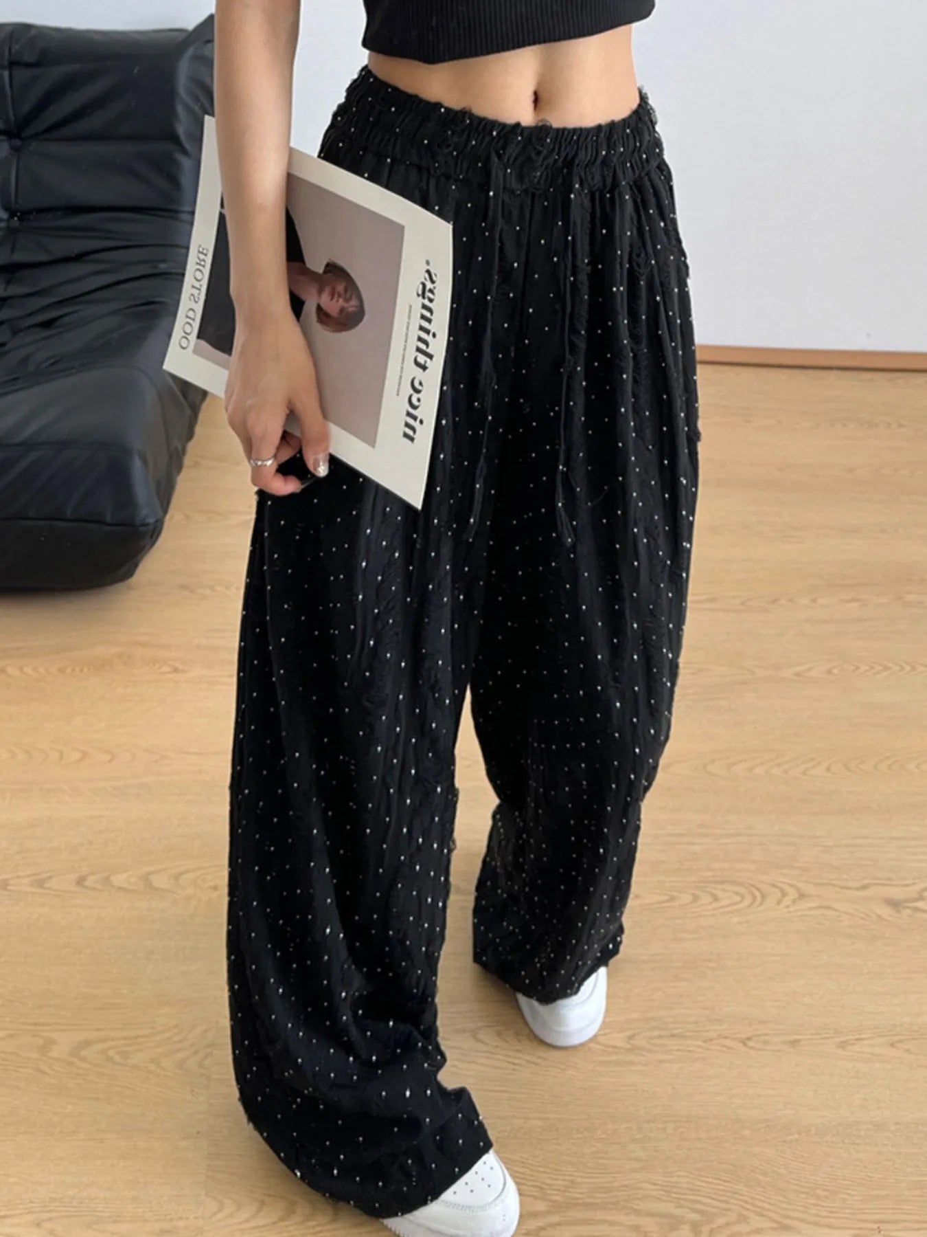 Drawstring Wide Leg Pants