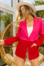 BiBi Color Block Peak Lapel Single Blazer