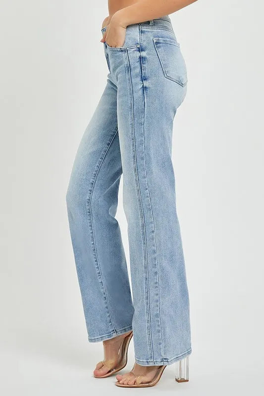 RISEN Plus Size Mid Rise Straight Jeans