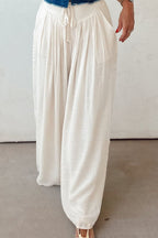 Tie Waist Pleated Wide Leg Pants