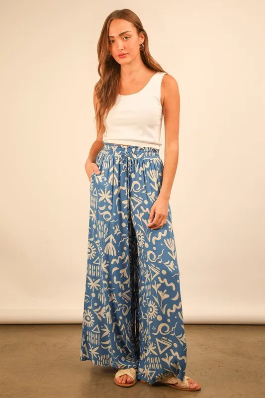 VERY J Printed Wide Leg Pants