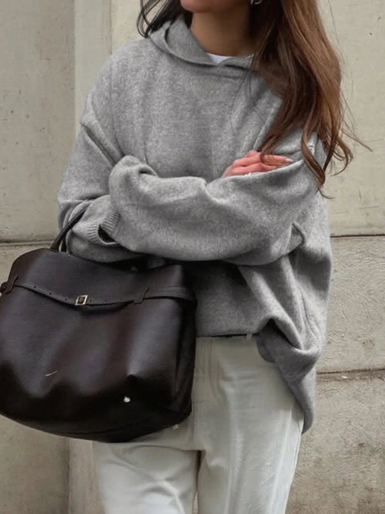 Oversized Long Sleeve Hooded Sweater
