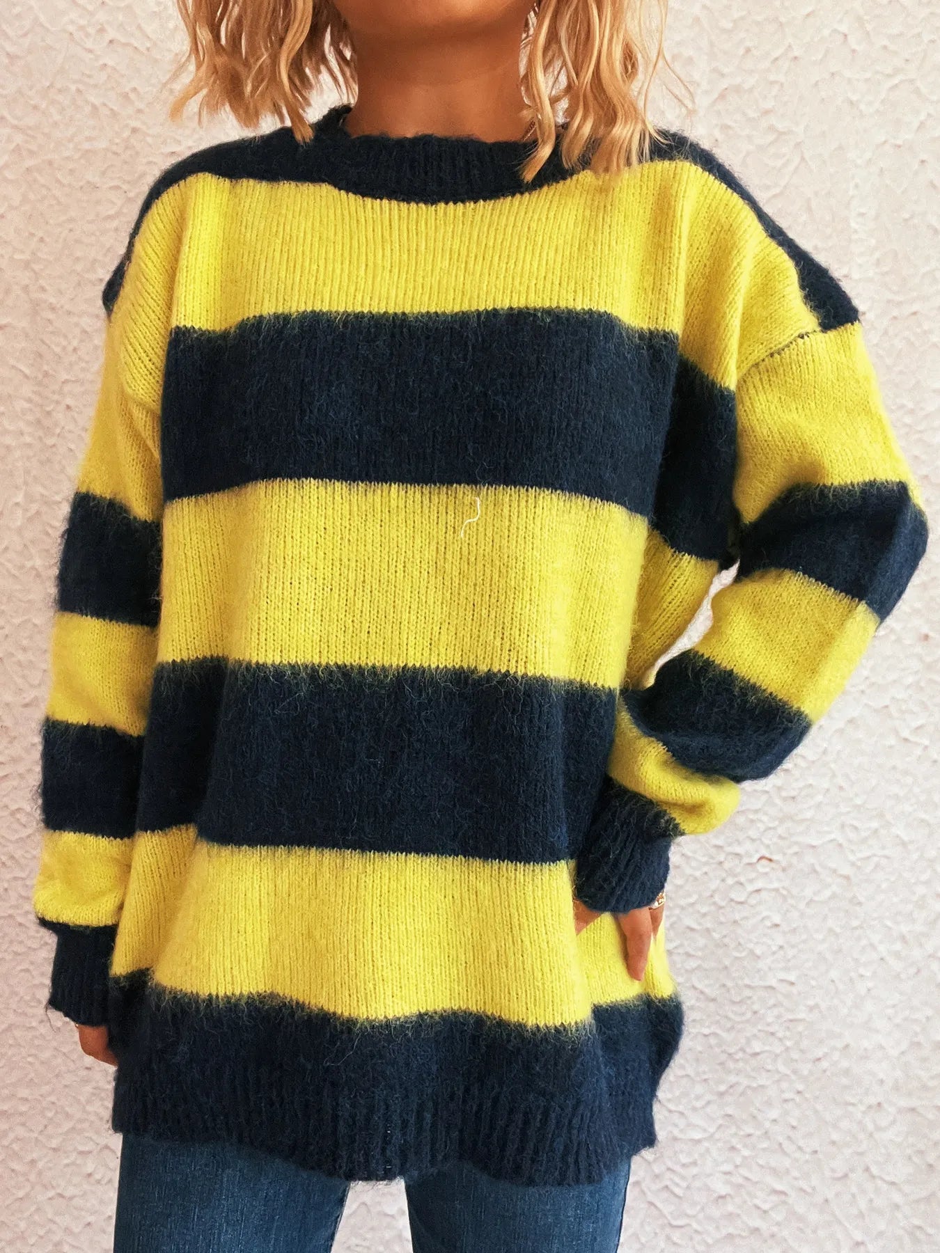 Striped Contrast Long Sleeve Sweater