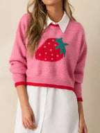 Strawberry Round Neck Long Sleeve Sweater