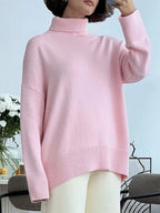Turtleneck Drop Shoulder Long Sleeve Sweater