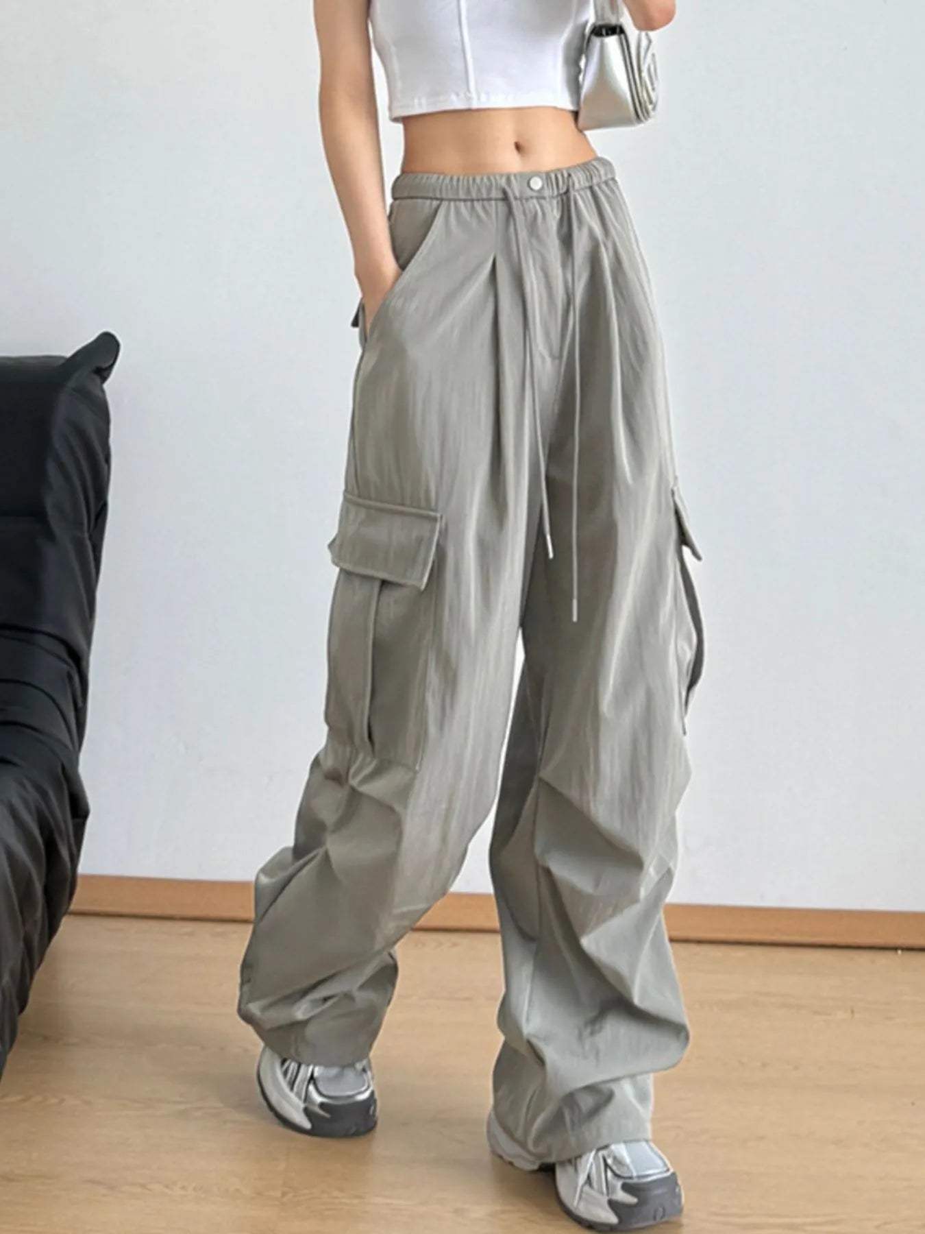 Drawstring Wide Leg Pants