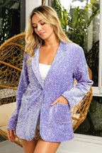 BiBi Velvet Sequins Patch Pockets Single Blazer