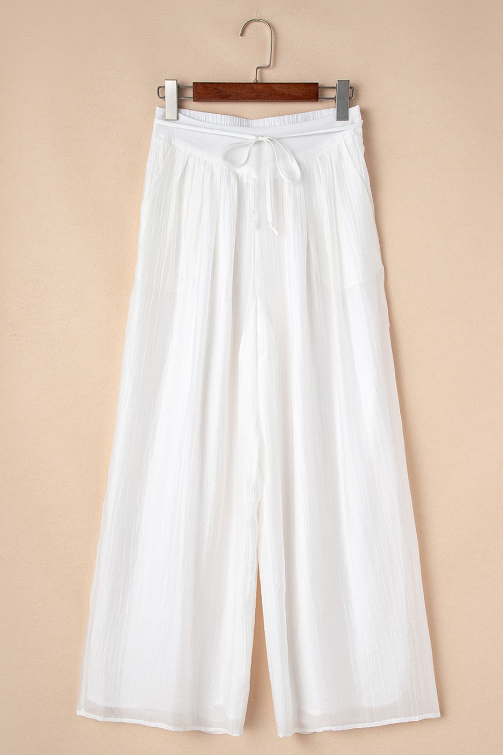 Tie Waist Pleated Wide Leg Pants