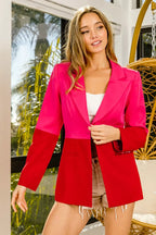 BiBi Color Block Peak Lapel Single Blazer