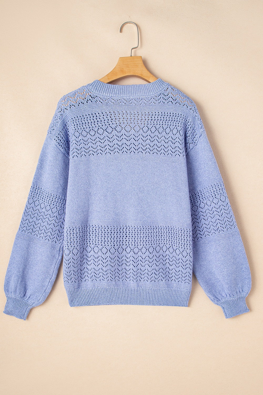 Openwork V-Neck Long Sleeve Sweater