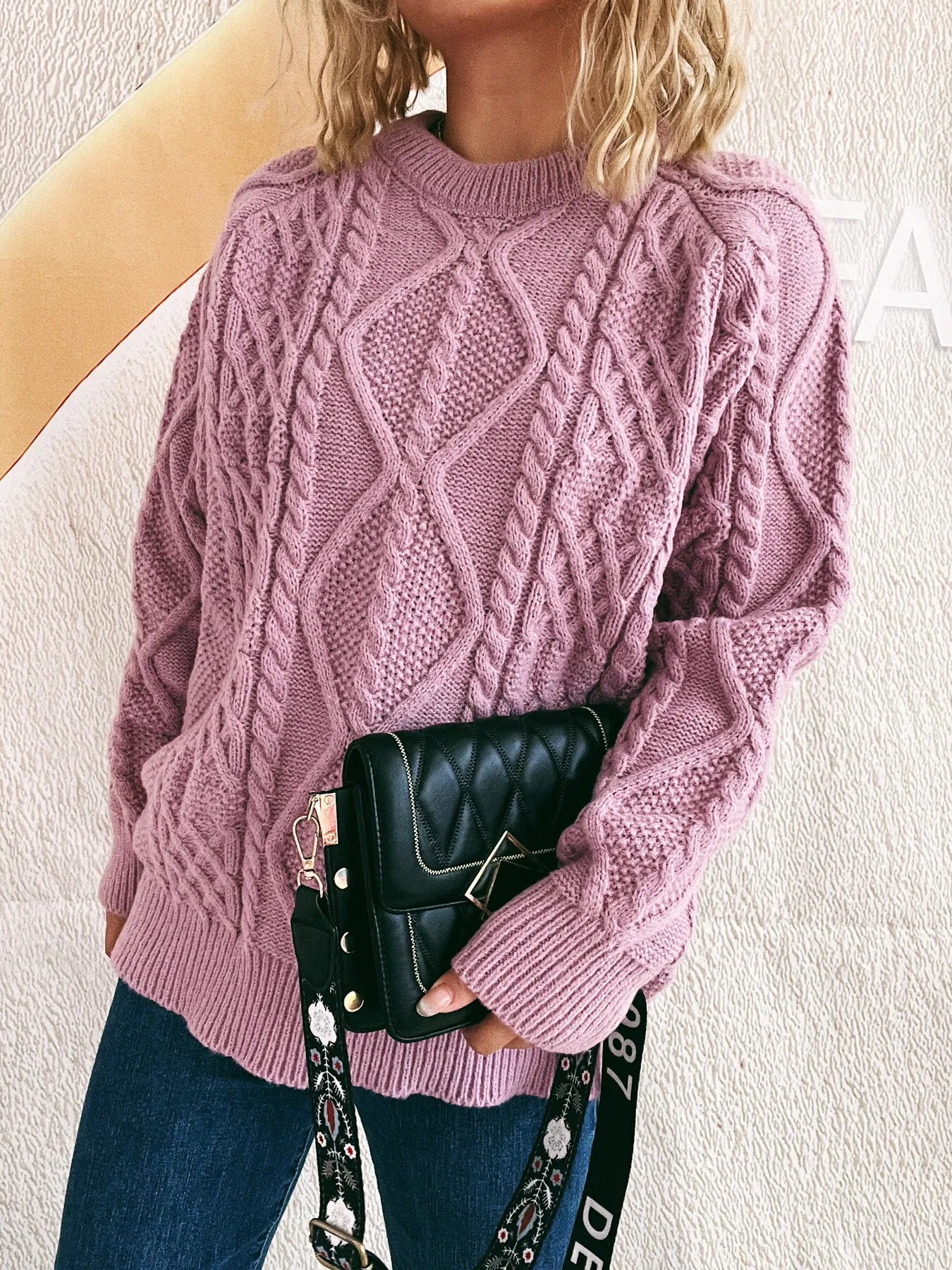 Cable Knit Long Sleeve Sweater