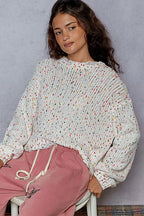 POL Round Neck Fringed Hem Sweater