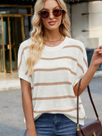 Striped Oversized Casual Sweater with Relaxed Fit