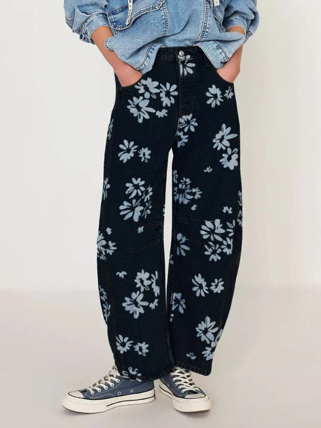 Printed Wide Leg Jeans