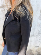 Full Size Double-Breasted Lapel Collar Blazer Plus Size