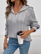 Cable Knit Half Zip Sweater