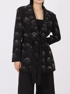 Rhinestone Button Down Long Sleeve Blazer