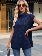 Side Slit Turtleneck Sweater Vest