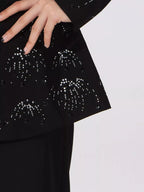 Rhinestone Button Down Long Sleeve Blazer